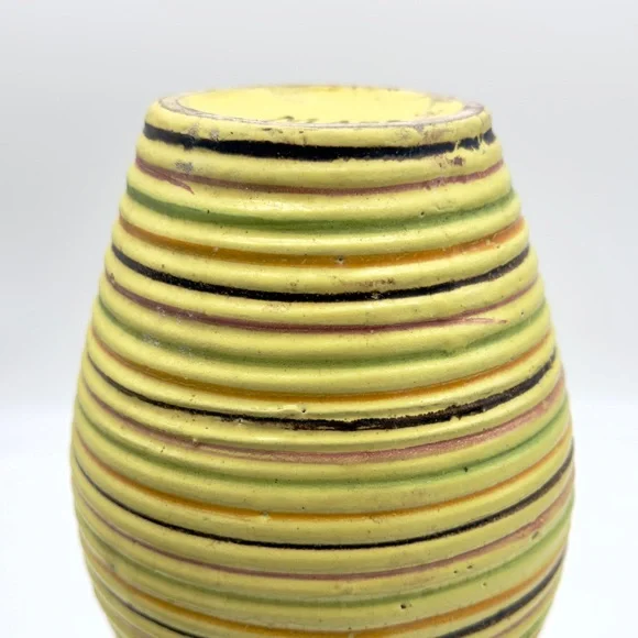 Italian Striped Beehive Pottery Vase Ribbed Alvino Bagni Style Handmade Italy - Picture 12 of 14